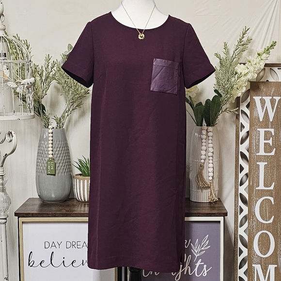 J. CREW | LEATHER POCKET OVERSIZED SHIRT DRESS - Picture 3 of 16